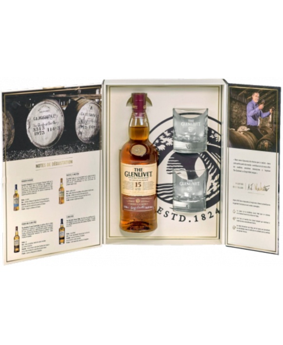 Coffert The Glenlivet 15 Jahre + 2 Gläser 70cl 40%