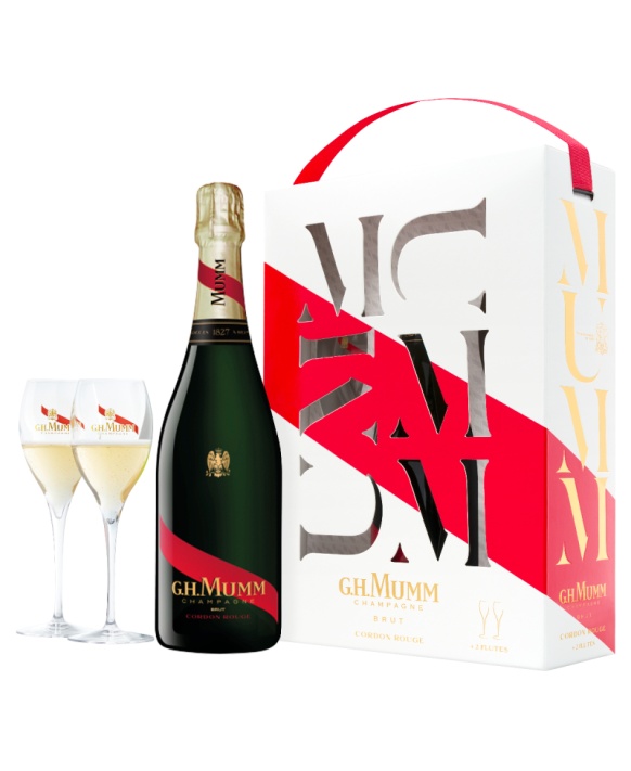 Mumm Cordon Rouge avec 2 Flûtes Brut Coffret