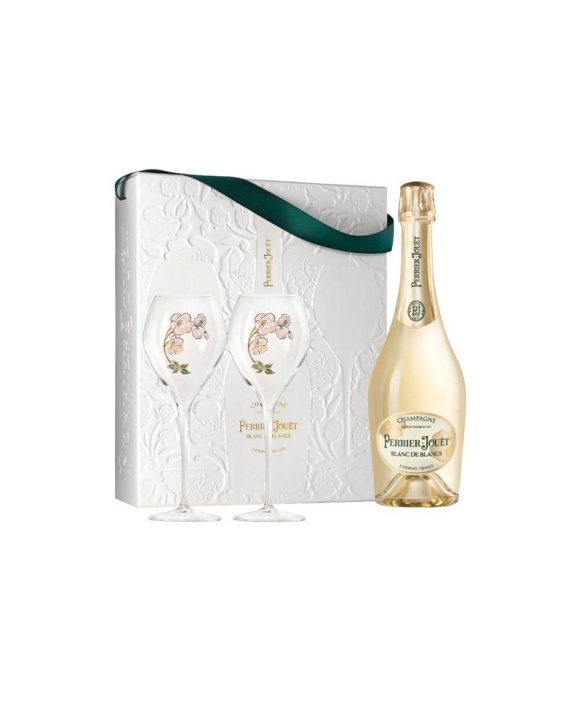 Perrier-Jouët Blanc de Blancs Grüne Box + 2 Flöten 75cl 12%