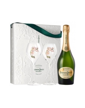Coffret Perrier-Jouët Grand Brut Green Box + 2 flutes 75cl 12%