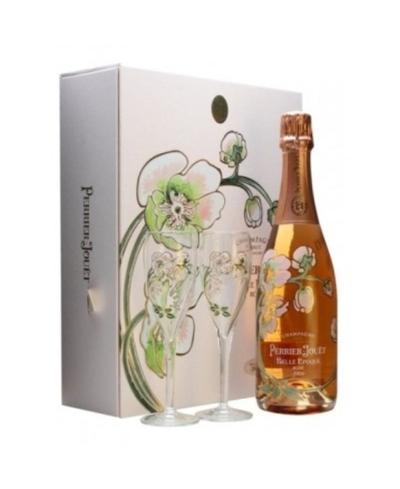 Coffret Perrier-Jouët Belle Époque Rosé Millésimé + 2 Flöten 75cl 12%